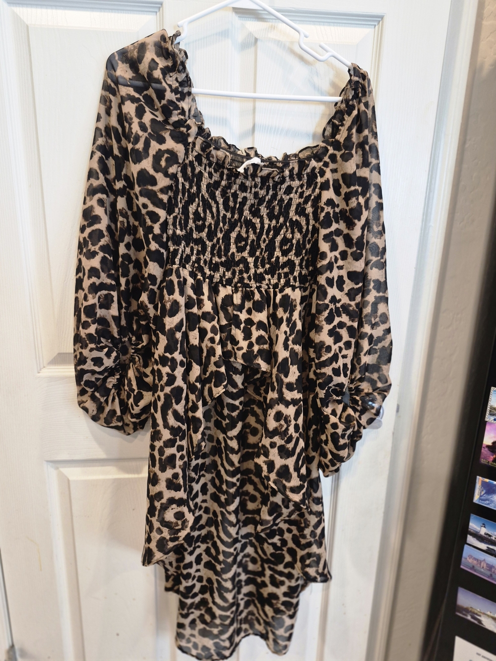 Live 4 Truth Leopard Print Smocked Hi-Low Tunic- Tan & Black